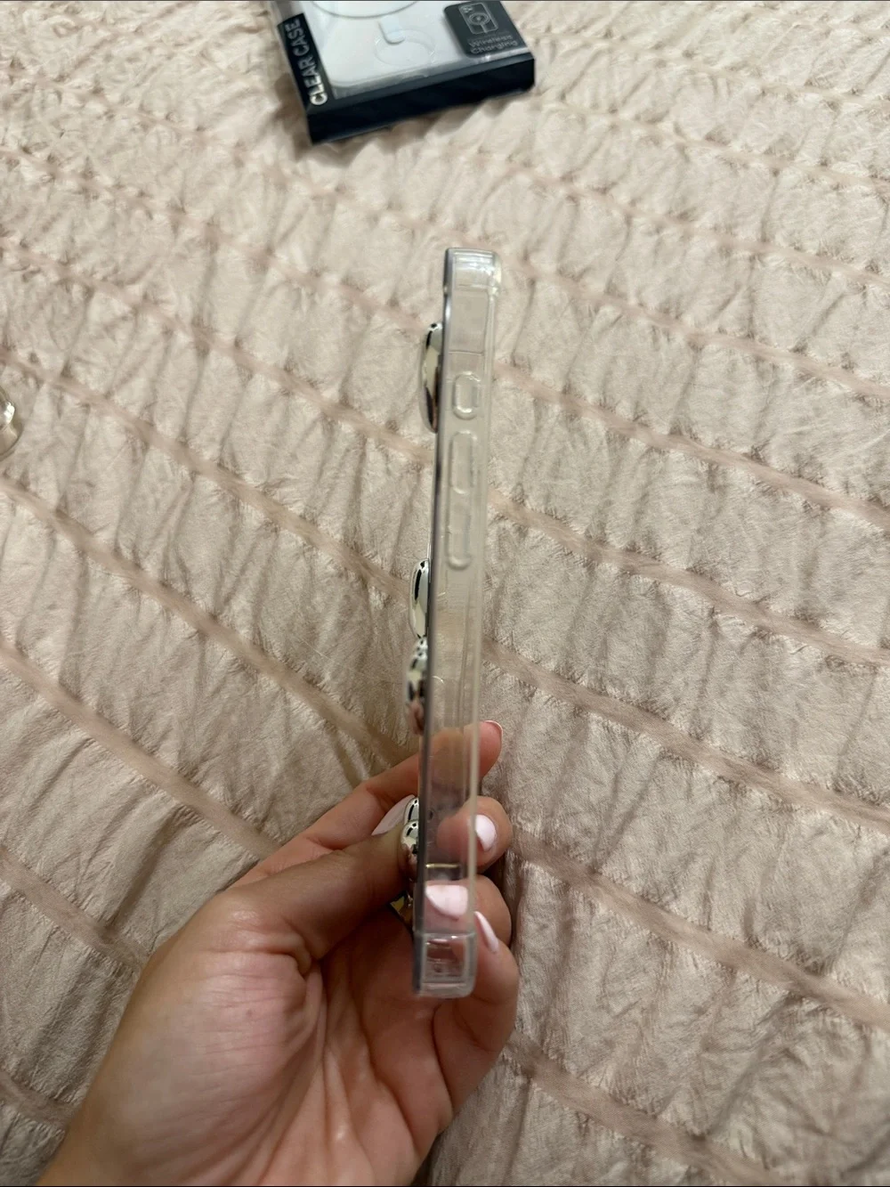 Clear Silver Heart Accent Phone Case - Mirror Finish